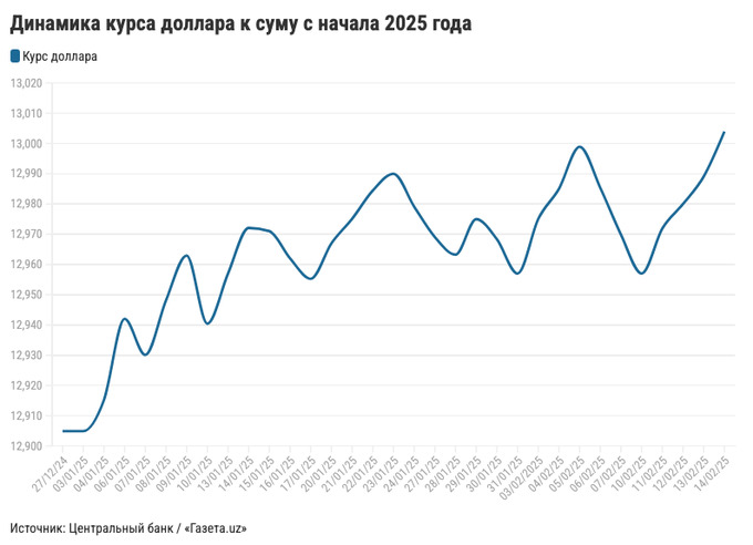 Официальный курс доллара в Узбекистане впервые превысил 13000 сумов